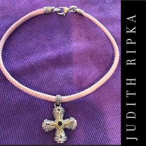 Judith Ripka Braided Cord Necklace Sterling & 18K